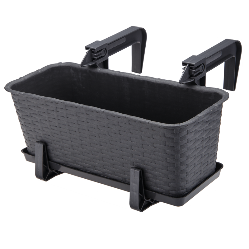 Rectangular RATTAN stand 40cm 21910 graphite