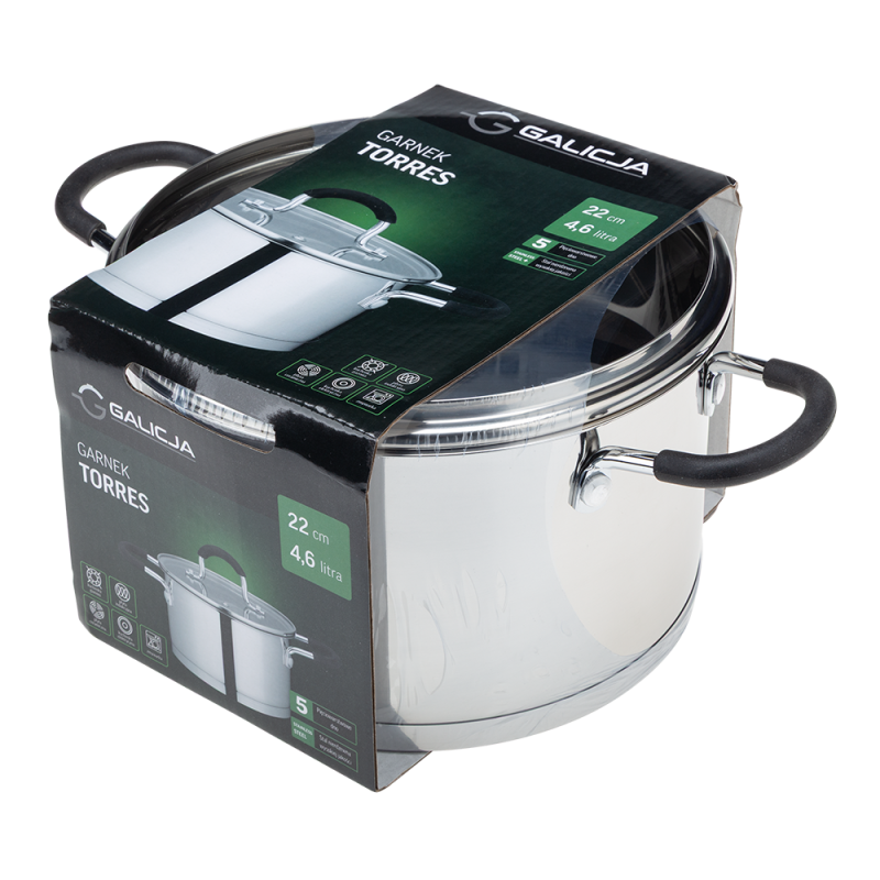 TORRES stainless steel pot 22cm/4.6l 31800