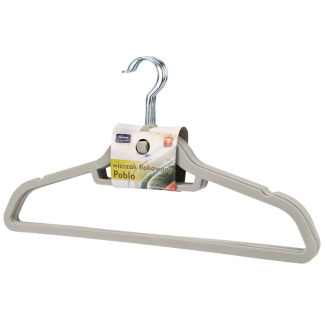 Set of flocked hangers PABLO 5 pieces 21543 light gray