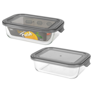 KEEP IT FRESH Heat-resistant glass container 650ml (rectangular) 51476 pattern GREY