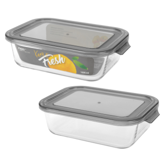KEEP IT FRESH Heat-resistant glass container 1000ml (rectangular) 51477 pattern GREY