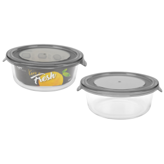 KEEP IT FRESH Heat-resistant glass container 650ml (round) 51481 pattern GREY