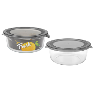 KEEP IT FRESH Heat-resistant glass container 950ml (round) 51482 pattern GREY