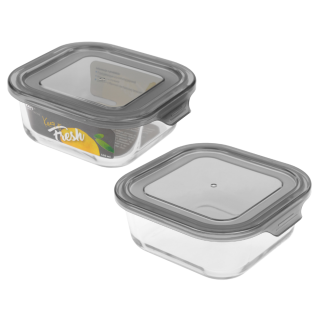 KEEP IT FRESH Heat-resistant glass container 520ml (square) 61403 pattern GREY