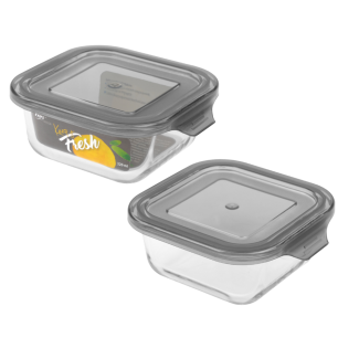 KEEP IT FRESH Heat-resistant glass container 320ml (square) 61402 pattern GREY