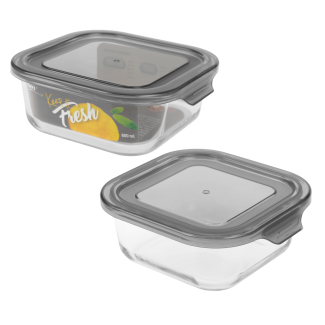 KEEP IT FRESH Heat-resistant glass container 800ml (square) 61404 pattern GREY