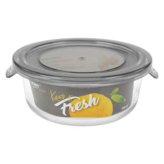 KEEP IT FRESH Heat-resistant glass container 400ml (round) 51480 pattern GREY