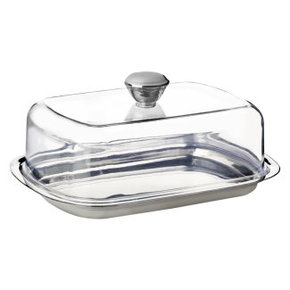 Stainless steel butter dish with plastic cover 20200 