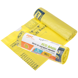 Eco Bags with tape 35L, 15 pcs. yellow (plastic) 00775