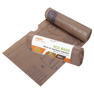Eco Bags with tape 60L, 10 pcs. brown biodegradable 00790