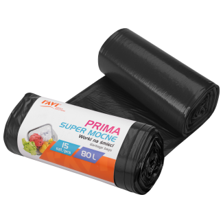 Prima garbage bags 80 L LDPE black, 15 pcs. 00798