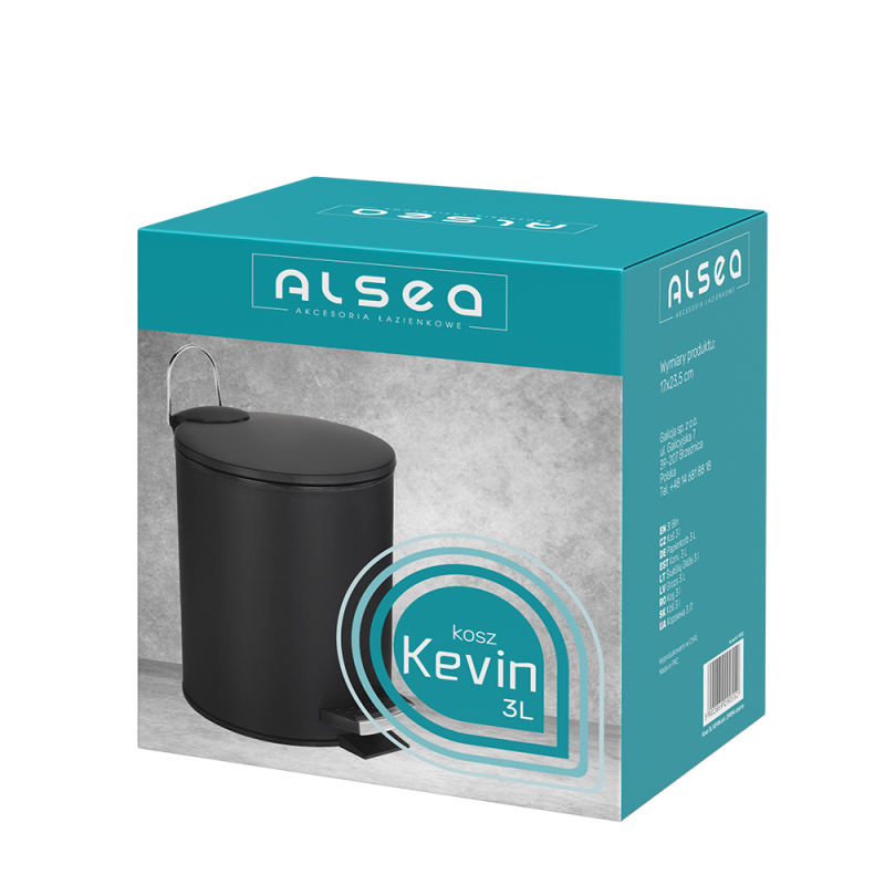 KEVIN round bathroom waste bin 3l 29054 white