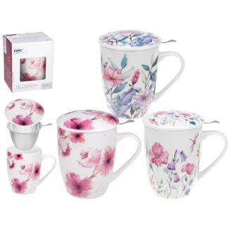 BLOSSOM 350 ml porcelain mug with infuser New Bone 71417