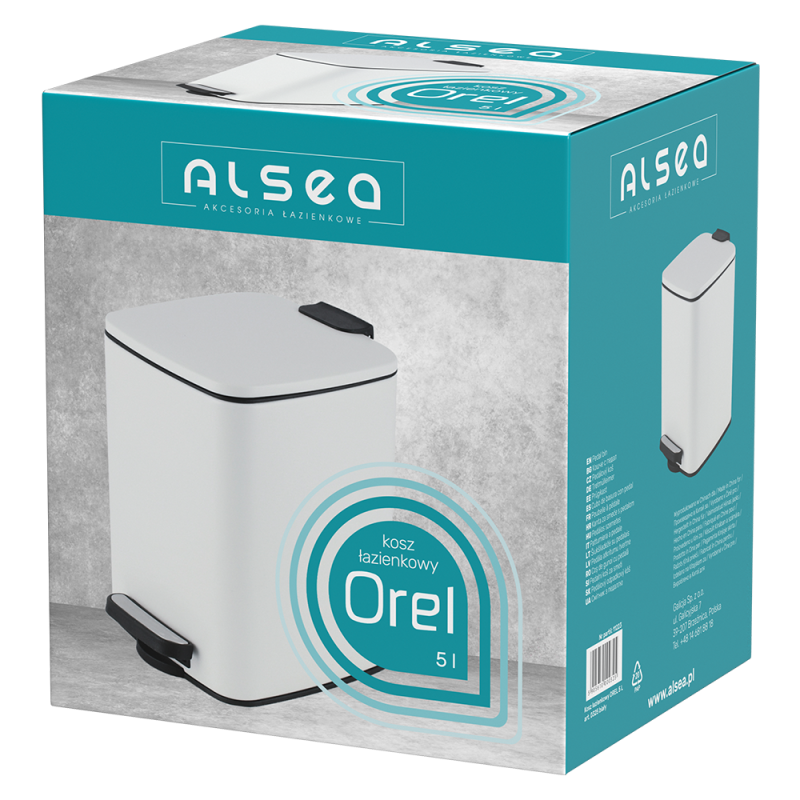Kosz łazienkowy na śmieci kwadratowy OREL 5l 0325 (int) czarny