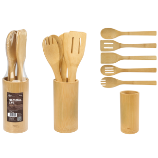 Bamboo kitchen utensil set, 6 pieces 71892
