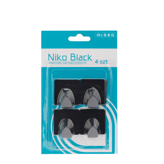 Set of NIKO BLACK square self-adhesive hangers, 4 pieces, 25124