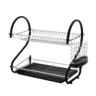 Silicone dish drainer, 2 levels, CAMELIA 27084, black