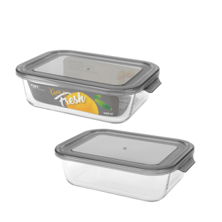KEEP IT FRESH Heat-resistant glass container 1000ml (rectangular) 51477 pattern GREY