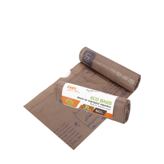 Eco Bags with tape 60L, 10 pcs. brown biodegradable 00790