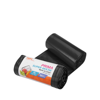 Prima garbage bags 80 L LDPE black, 15 pcs. 00798
