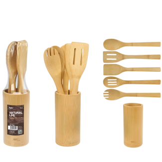 Bamboo kitchen utensil set, 6 pieces 71892
