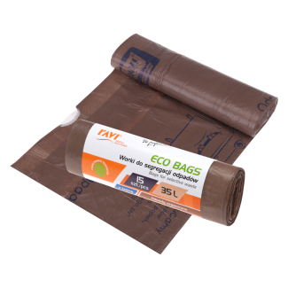 Eco Bags with tape 35L, 15 pcs. brown (organic waste) 00776