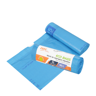 Eco Bags with tape 35L, 15 pcs, blue (paper) 00773
