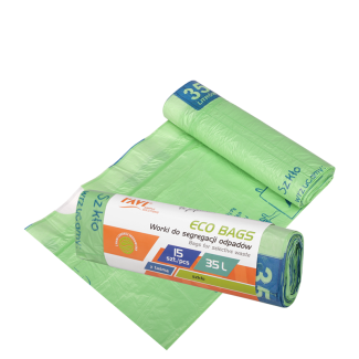 Eco Bags with tape 35L, 15 pcs. green (glass) 000774