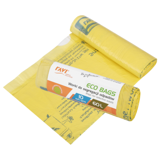 Eco Bags with tape 60L, 10 pcs. yellow (plastic) 00788