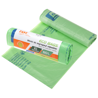 Eco Bags with tape 60L, 10 pcs. green (glass) 00789