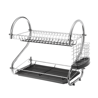 Silicone dish drainer, 2 levels, CAMELIA 27084, gray