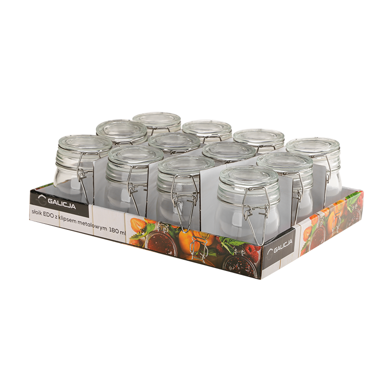 EDO jar with metal clip 180ml 35594 (display 12 pieces)