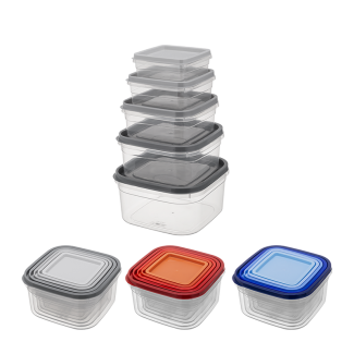 Set of square containers KLIC BOX 5 pieces (0.4/0.7/1.0/1.6/2.4l) 28923 (display 36 sets)