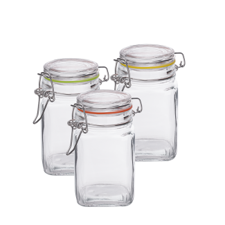 Square jar with metal clip EDO 260ml 35587 (display 12 pieces)