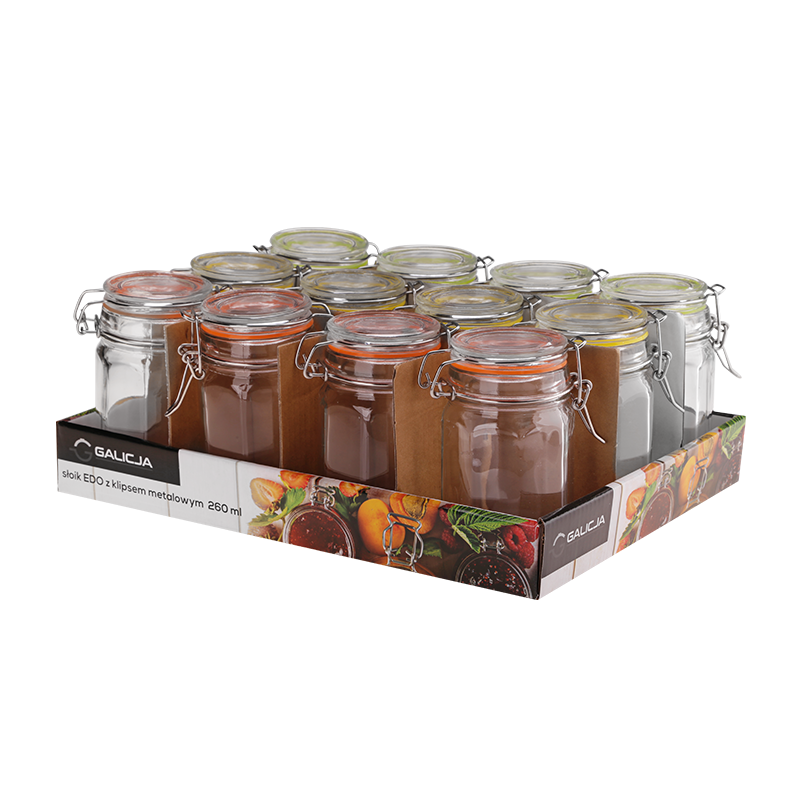 EDO jar with metal clip 260ml 35570 (display 12 pieces)