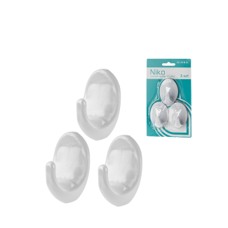 Set of NIKO self-adhesive plastic hangers, 3 pieces, 26258 white