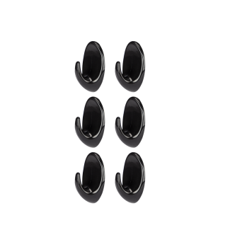 Set of NIKO self-adhesive plastic hangers 6 pieces 26257 black