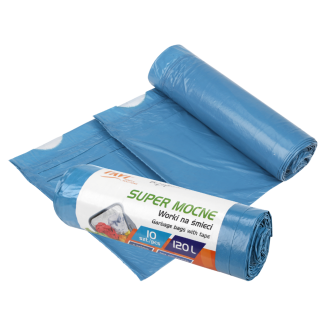 Garbage bags with tape 120l/10 pcs. LDPE blue 10714