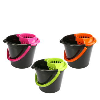 12L bucket with squeezer DARK NEON 31391 black
