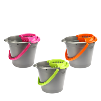 12L bucket with squeezer DARK NEON 31390 silver